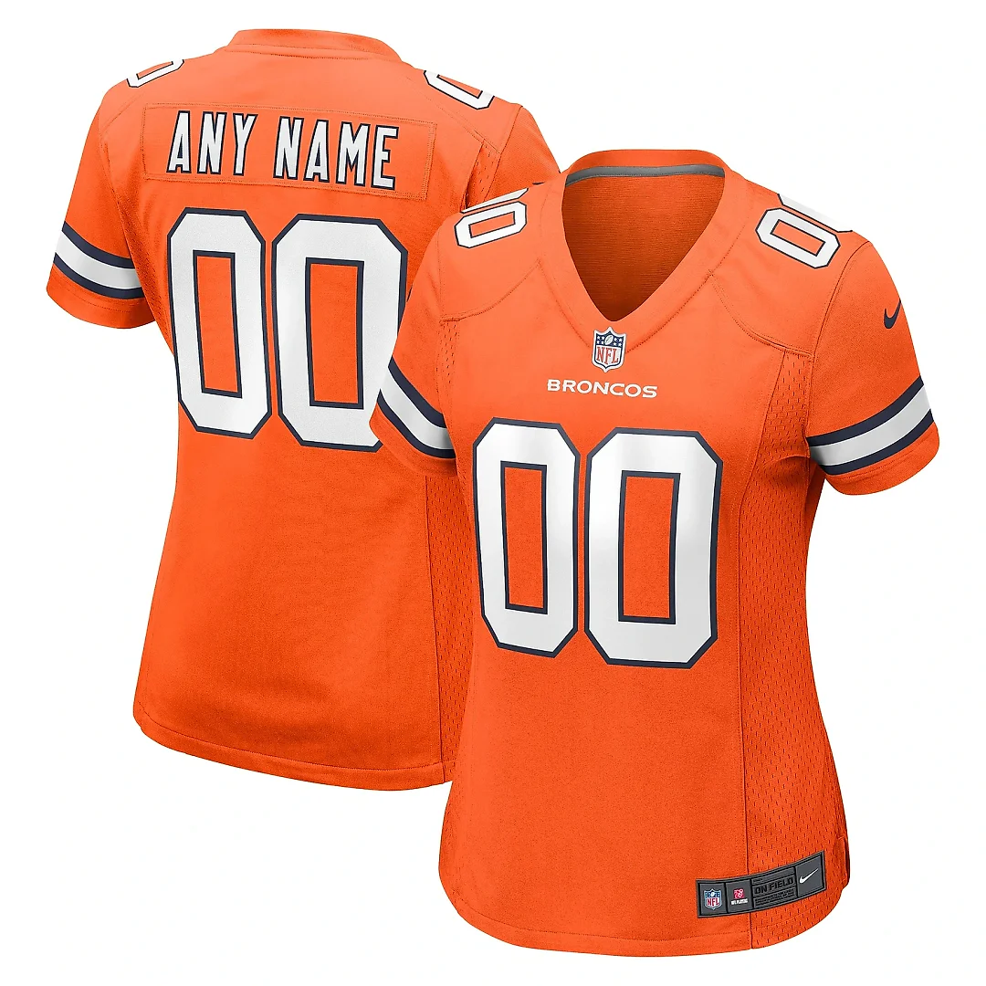 Zennovawear Women's Denver Broncos Orange Alternate Custom Game Jersey