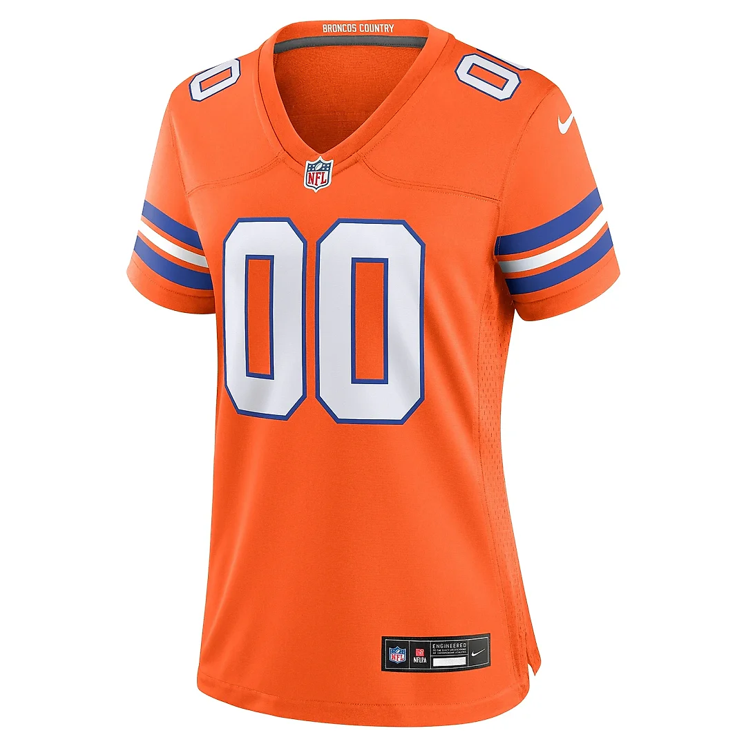 Zennovawear Women's Denver Broncos Orange Mile High Collection 1977 Throwback Custom Game Jersey