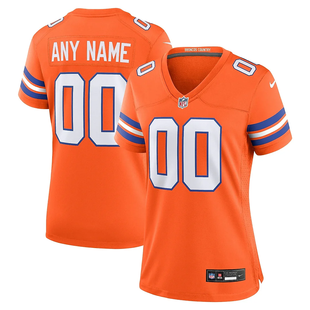 Zennovawear Women's Denver Broncos Orange Mile High Collection 1977 Throwback Custom Game Jersey