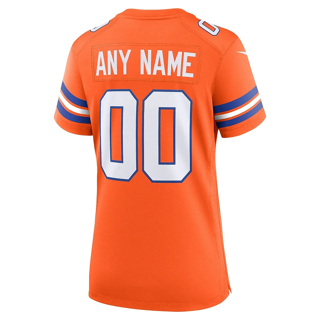 Zennovawear Women's Denver Broncos Orange Mile High Collection 1977 Throwback Custom Game Jersey