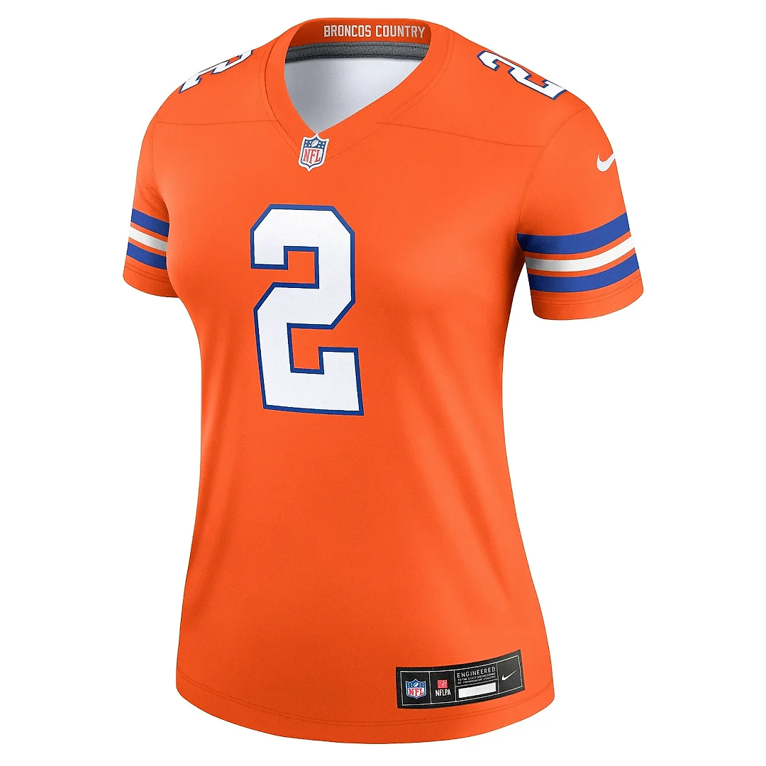 Zennovawear Women's Denver Broncos Patrick Surtain II Mile High Collection 1977 Throwback Orange Alternate Legend Player Performance Top
