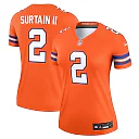 Zennovawear Women's Denver Broncos Patrick Surtain II Mile High Collection 1977 Throwback Orange Alternate Legend Player Performance Top