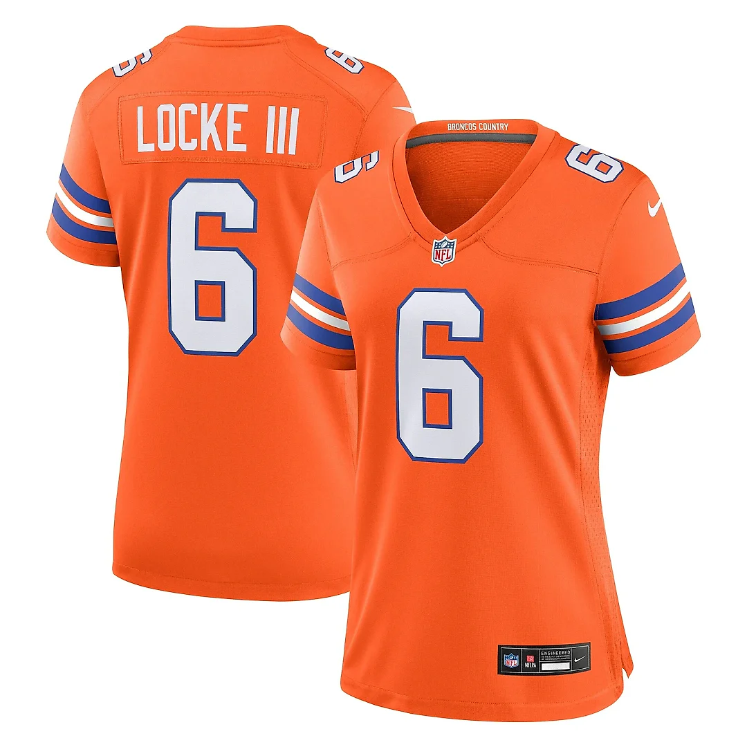 Zennovawear Women's Denver Broncos P.J. Locke III Orange Mile High Collection 1977 Throwback Player Game Jersey
