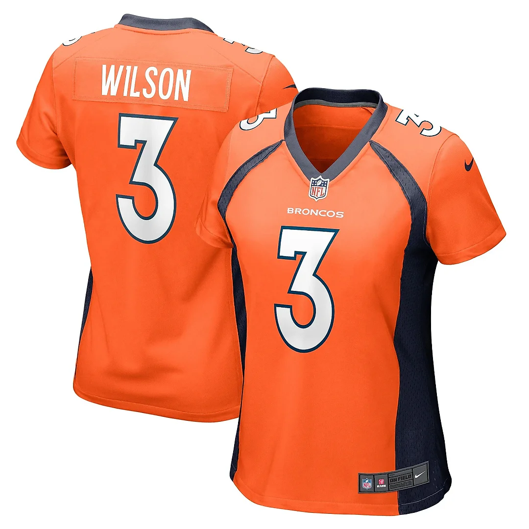 Zennovawear Women's Denver Broncos Russell Wilson Orange Player Jersey