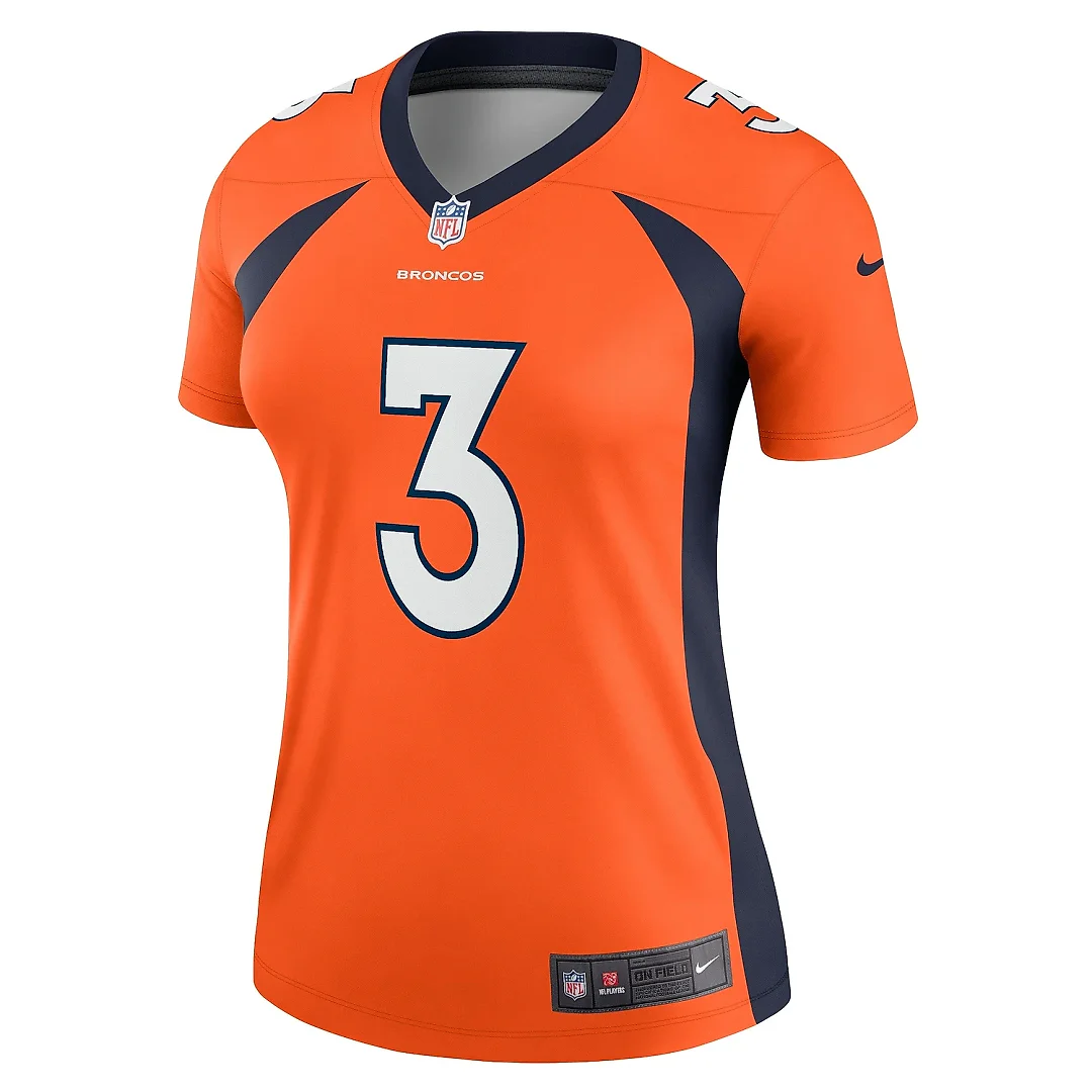 Zennovawear Women's Denver Broncos Russell Wilson Orange Team Legend Player Performance Top
