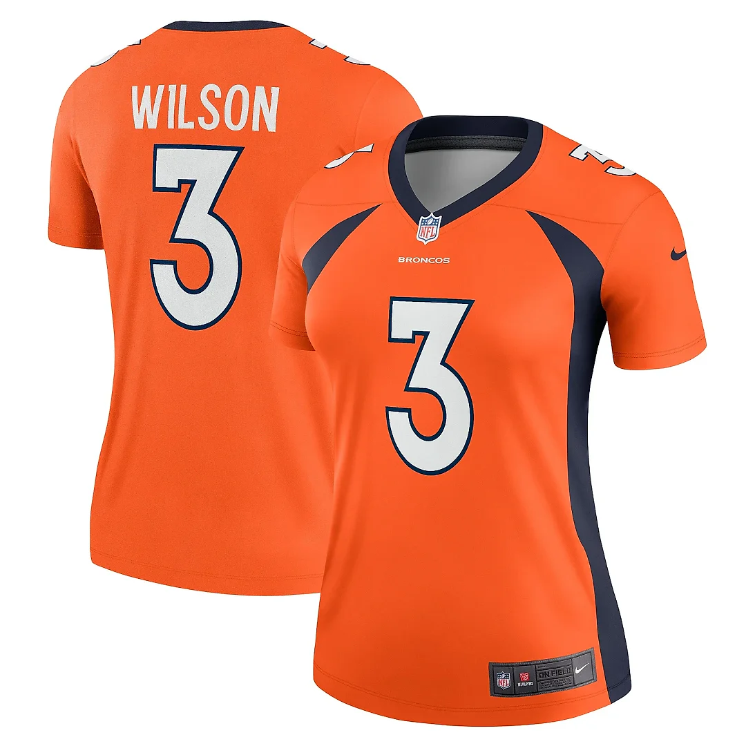 Zennovawear Women's Denver Broncos Russell Wilson Orange Team Legend Player Performance Top