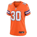 Zennovawear Women's Denver Broncos Terrell Davis Orange Mile High Collection 1977 Throwback Retired Player Game Jersey