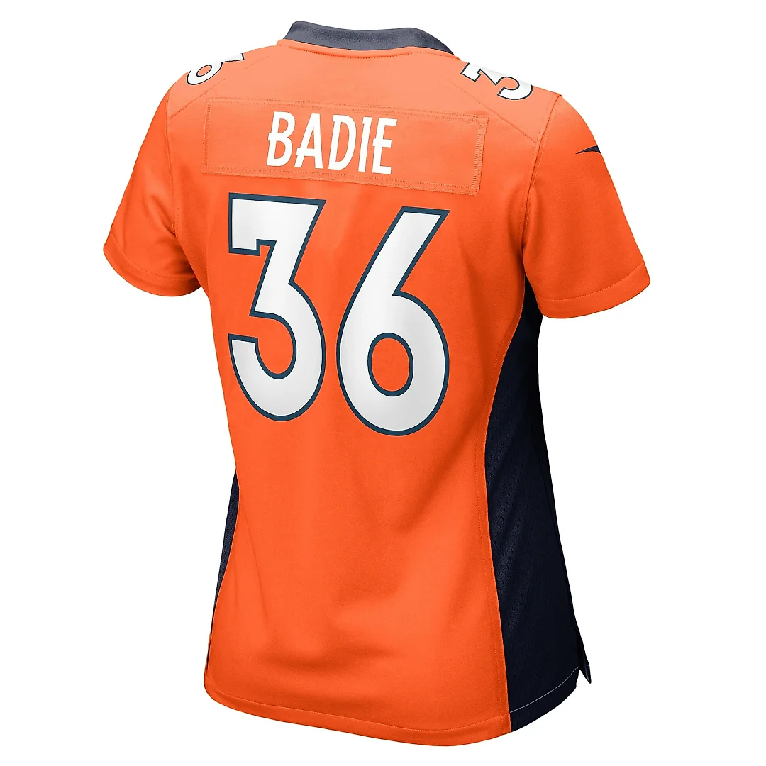 Zennovawear Women's Denver Broncos Tyler Badie Orange Team Game Jersey