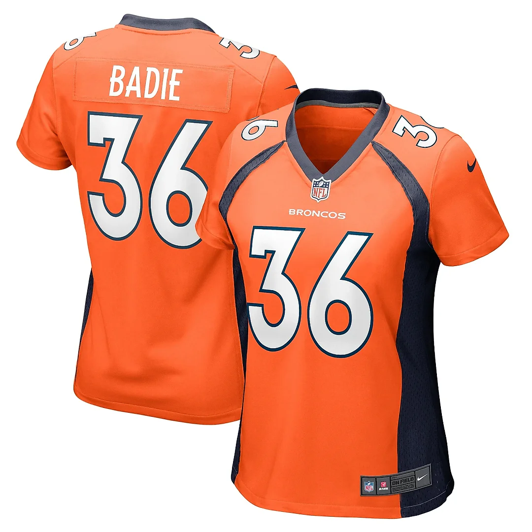 Zennovawear Women's Denver Broncos Tyler Badie Orange Team Game Jersey