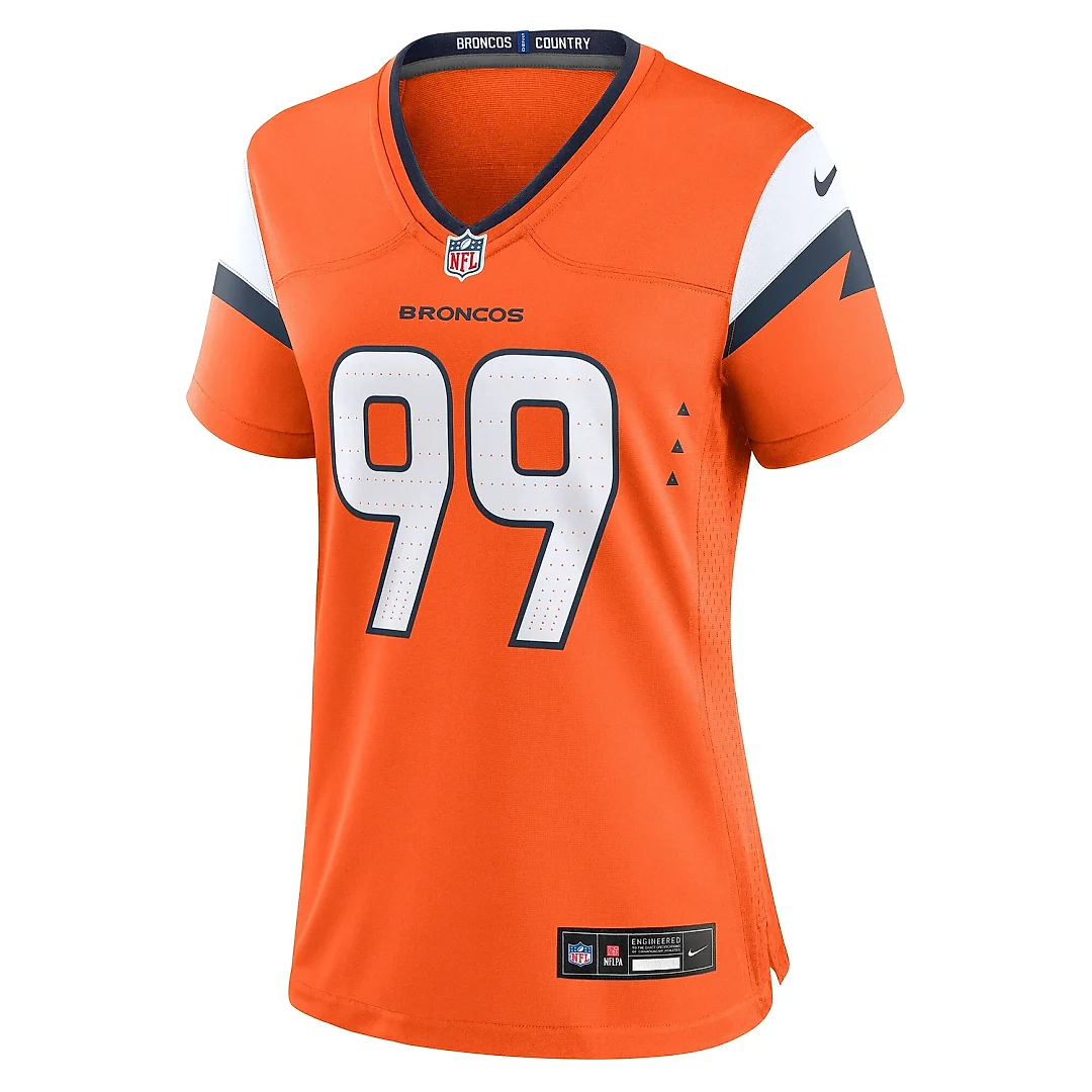 Zennovawear Women's Denver Broncos Zach Allen Orange Team Game Jersey