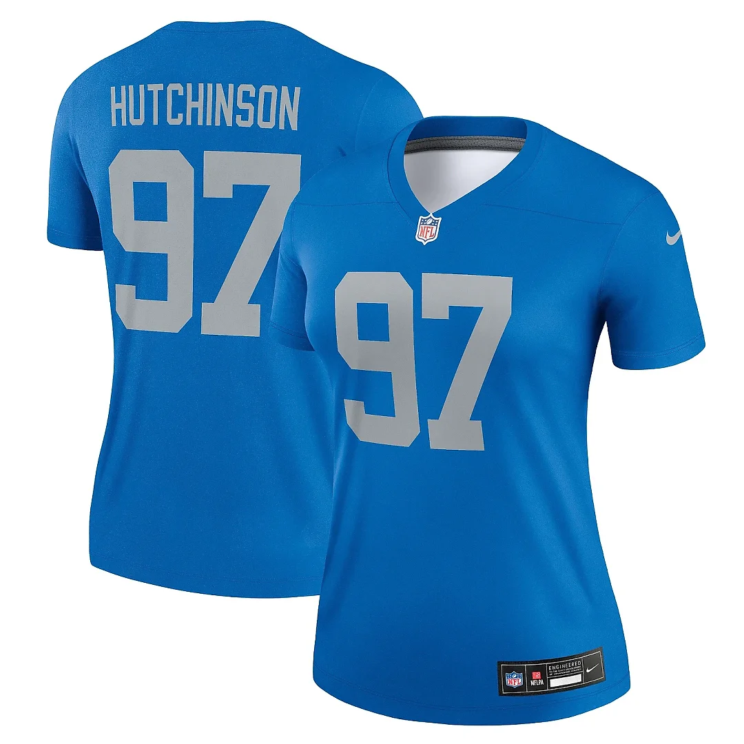 Zennovawear Women's Detroit Lions Aidan Hutchinson Blue Alternate Legend Player Performance Top