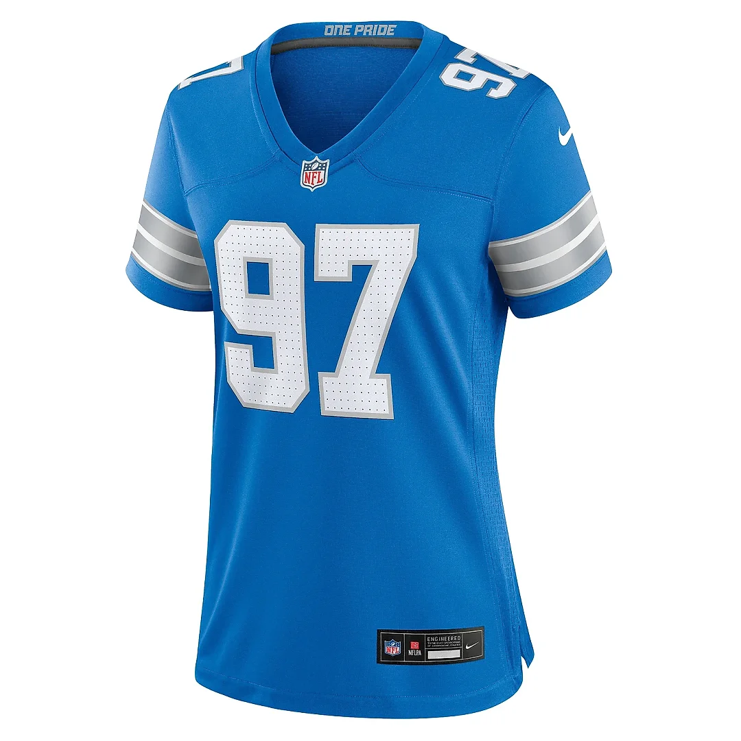 Zennovawear Women's Detroit Lions Aidan Hutchinson Blue Game Jersey