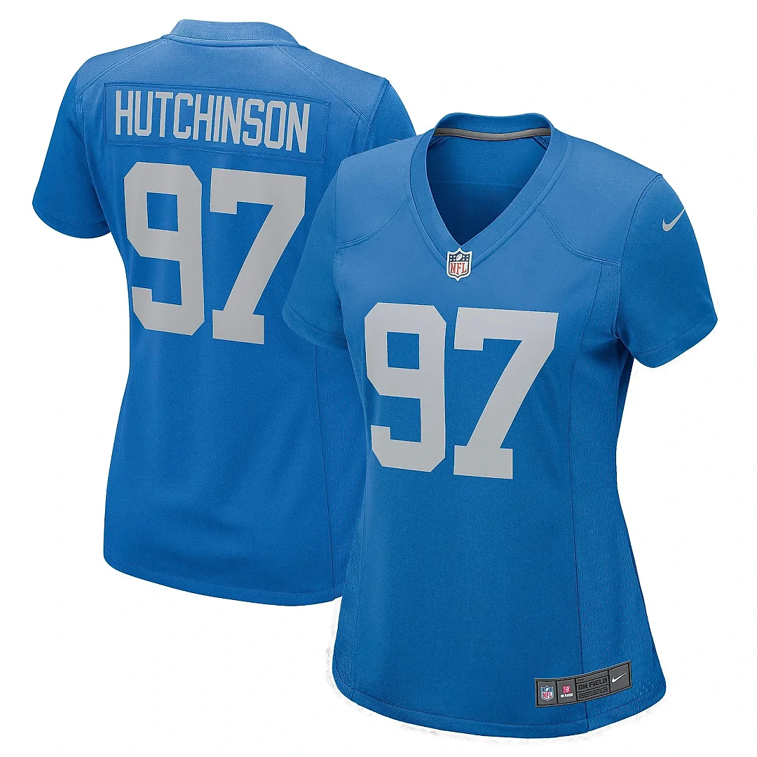 Zennovawear Women's Detroit Lions Aidan Hutchinson Blue Player Jersey