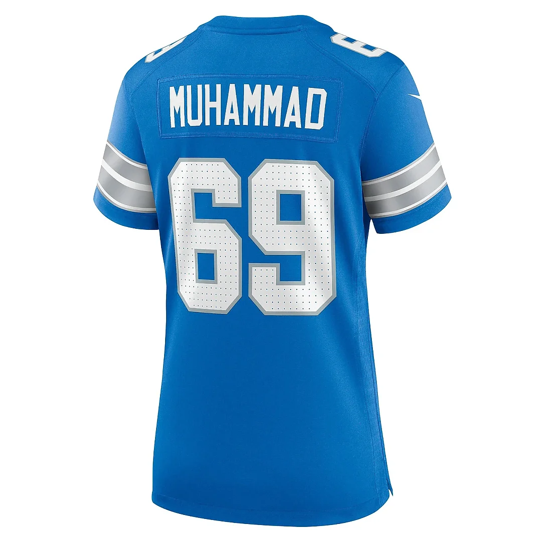 Zennovawear Women's Detroit Lions Al-Quadin Muhammad Blue Team Game Jersey