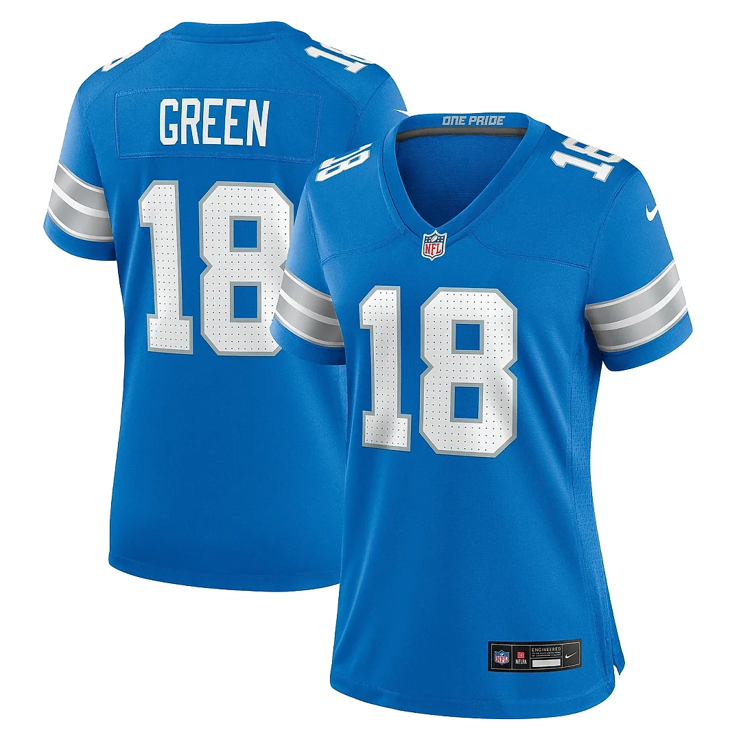 Zennovawear Women's Detroit Lions Antoine Green Blue Team Game Jersey