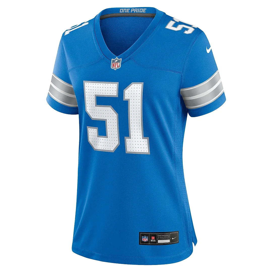Zennovawear Women's Detroit Lions Ben Niemann Blue Team Game Jersey