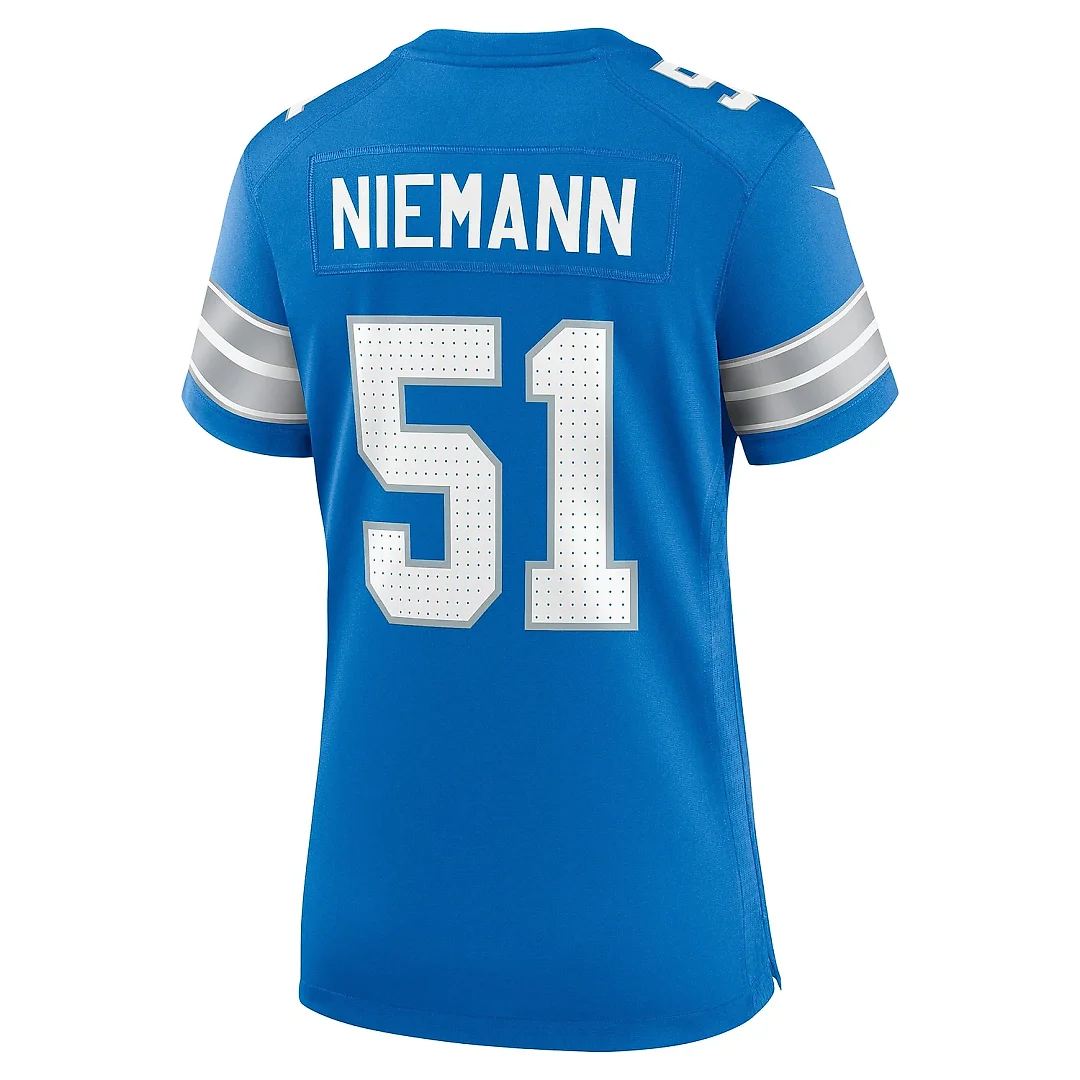 Zennovawear Women's Detroit Lions Ben Niemann Blue Team Game Jersey