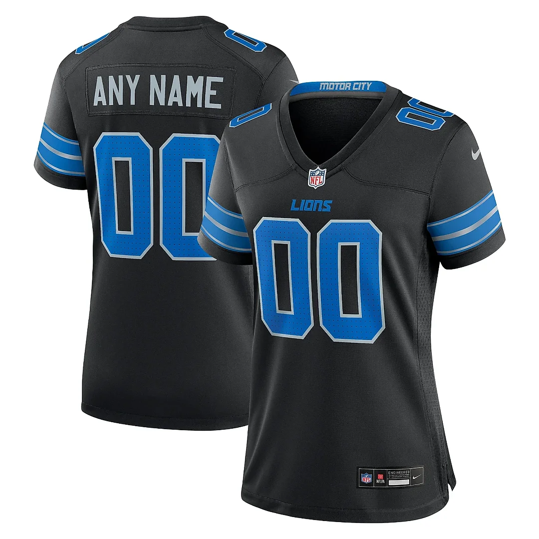 Zennovawear Women's Detroit Lions Black Alternate Custom Game Jersey