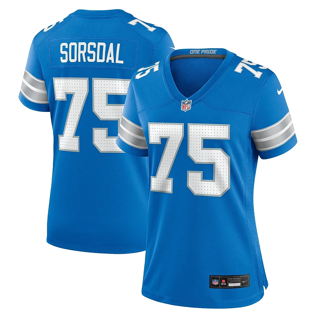 Zennovawear Women's Detroit Lions Colby Sorsdal Blue Team Game Jersey