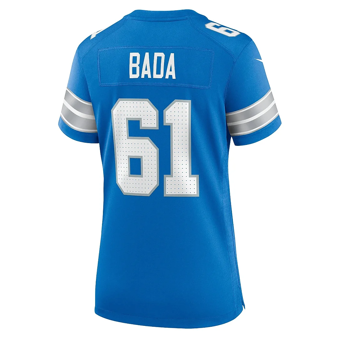 Zennovawear Women's Detroit Lions David Bada Blue Team Game Jersey