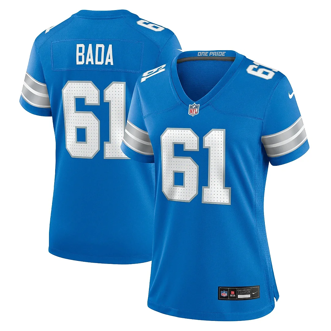Zennovawear Women's Detroit Lions David Bada Blue Team Game Jersey