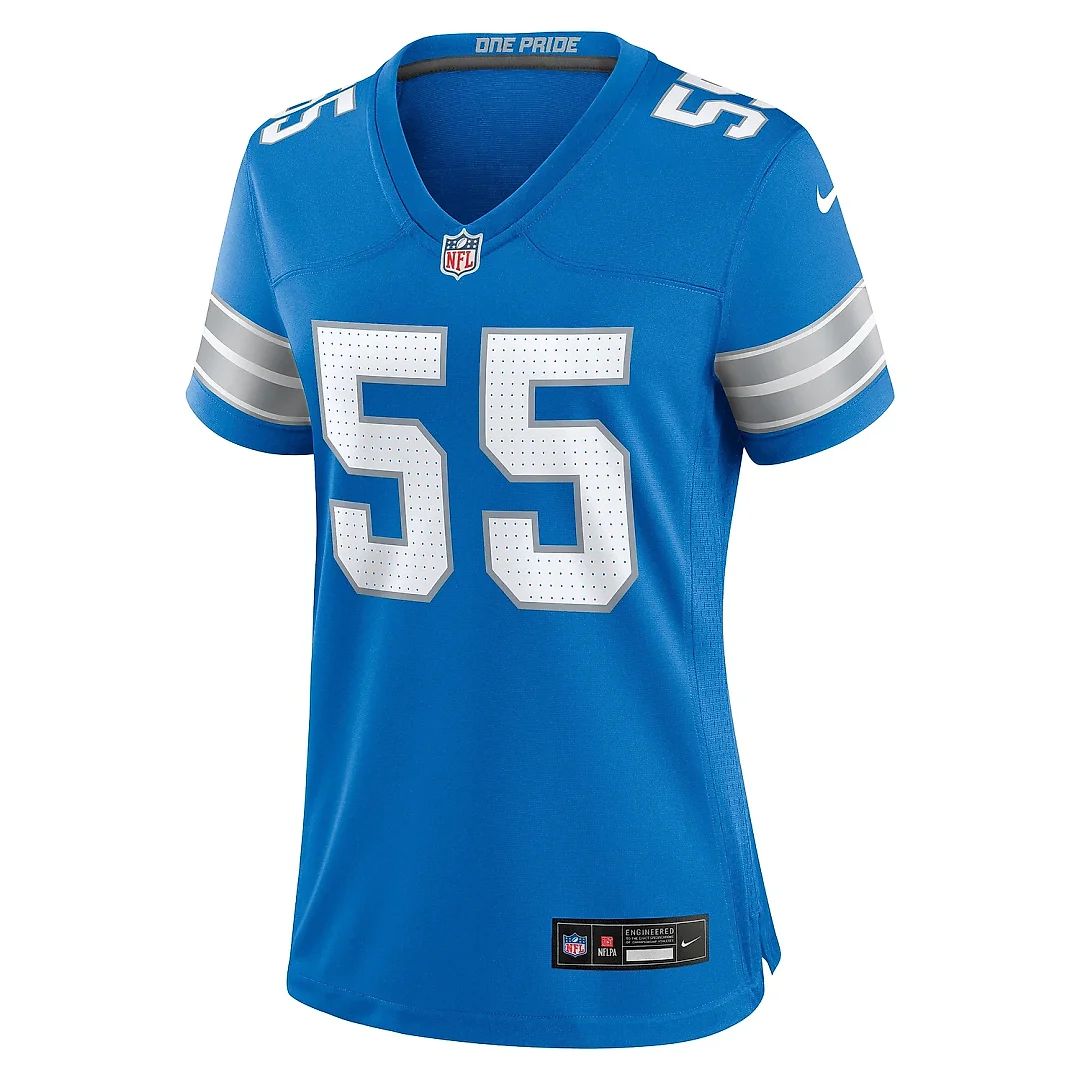 Zennovawear Women's Detroit Lions Derrick Barnes Blue Team Game Jersey