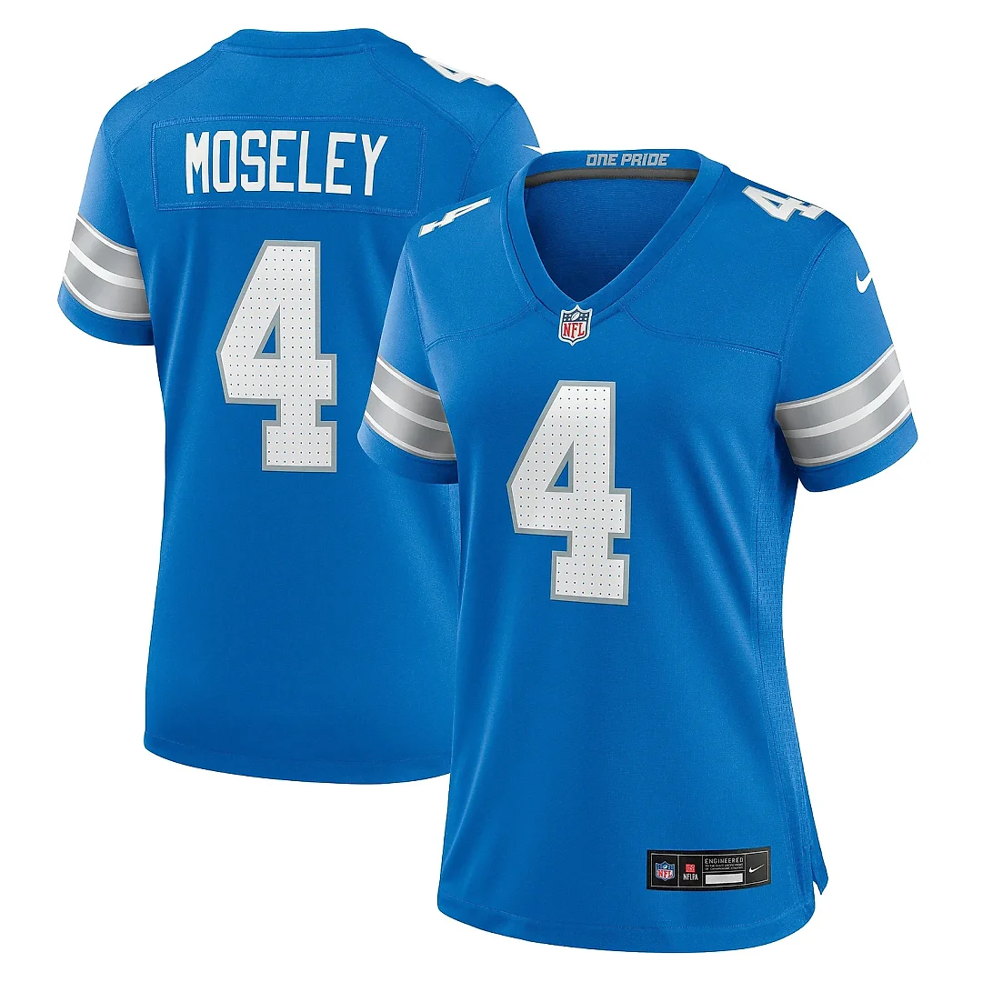 Zennovawear Women's Detroit Lions Emmanuel Moseley Blue Team Game Jersey