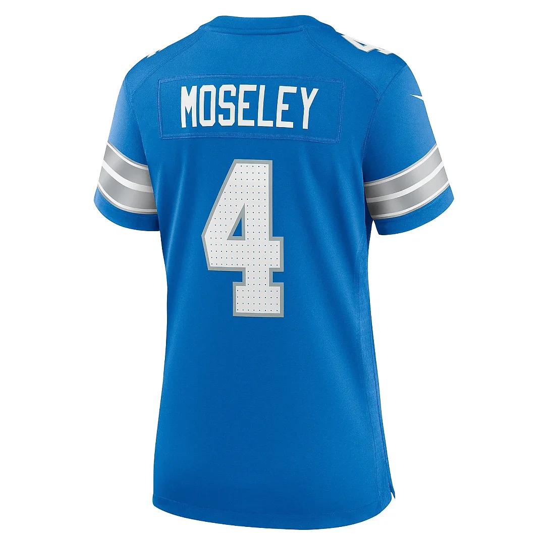Zennovawear Women's Detroit Lions Emmanuel Moseley Blue Team Game Jersey
