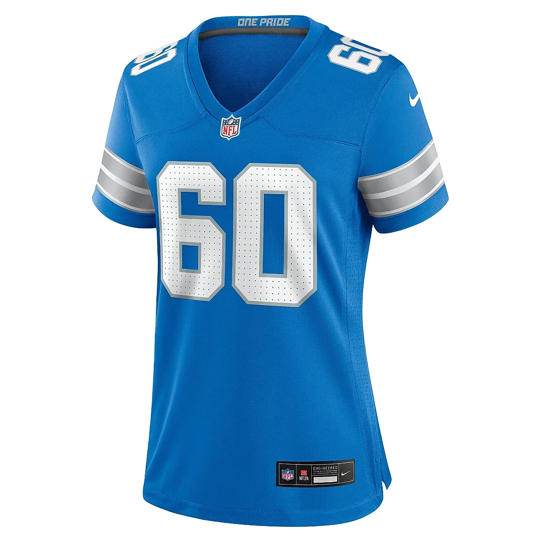 Zennovawear Women's Detroit Lions Graham Glasgow Blue Team Game Jersey