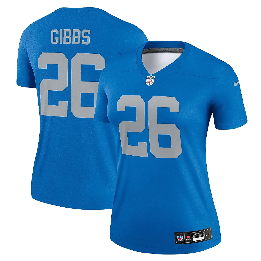 Zennovawear Women's Detroit Lions Jahmyr Gibbs Blue Alternate Legend Player Performance Top