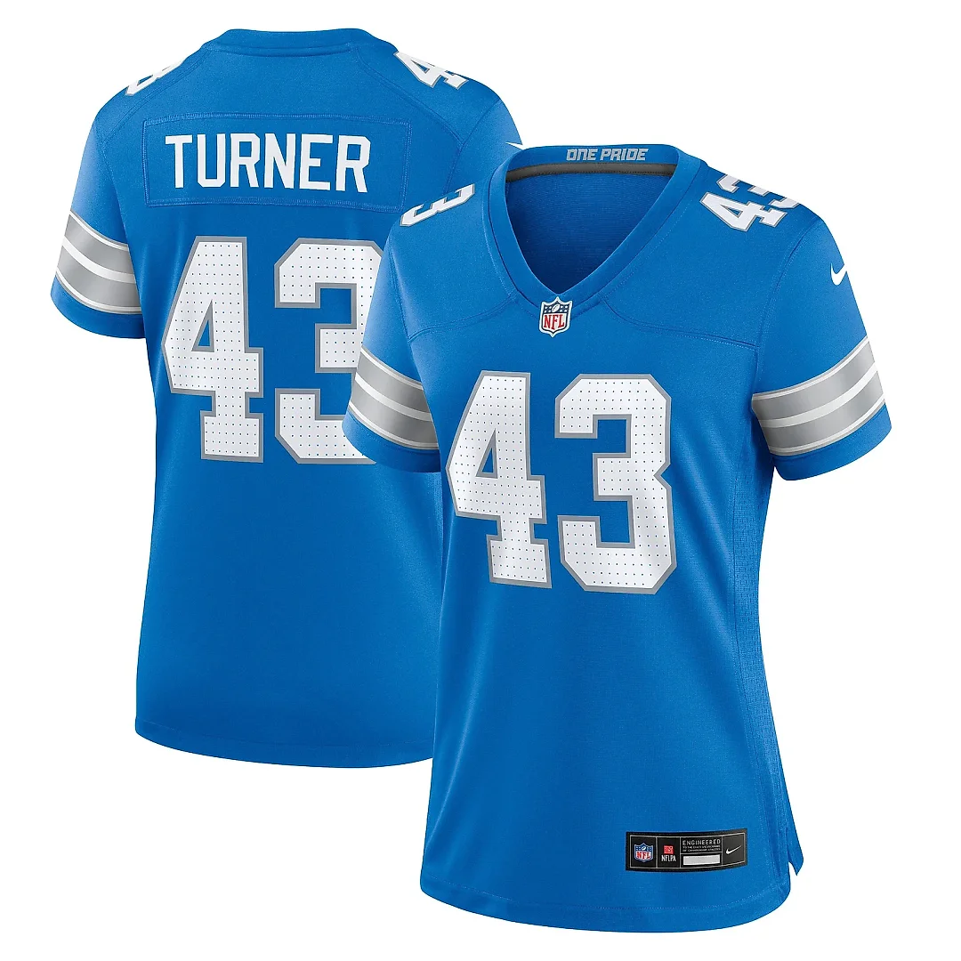 Zennovawear Women's Detroit Lions James Turner Blue Game Jersey