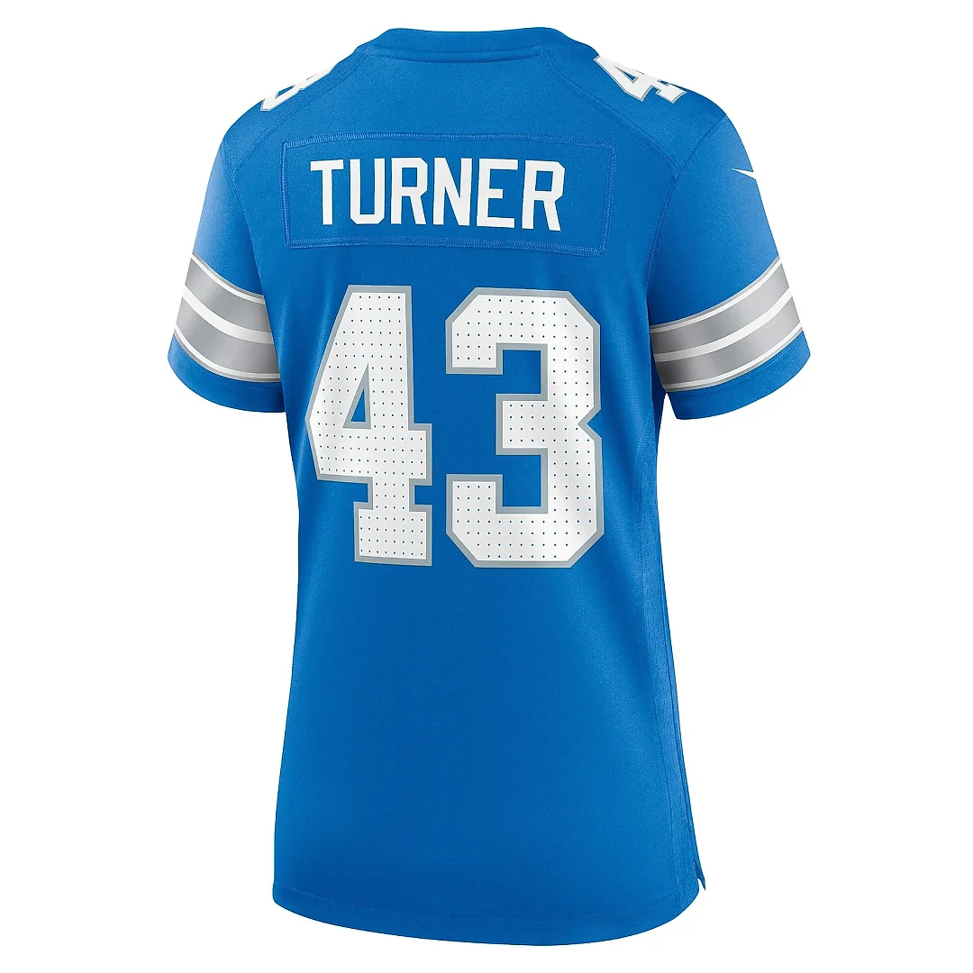 Zennovawear Women's Detroit Lions James Turner Blue Game Jersey