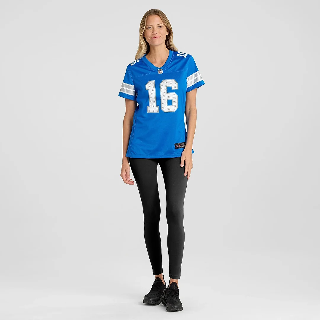 Zennovawear Women's Detroit Lions Jared Goff Blue Game Jersey