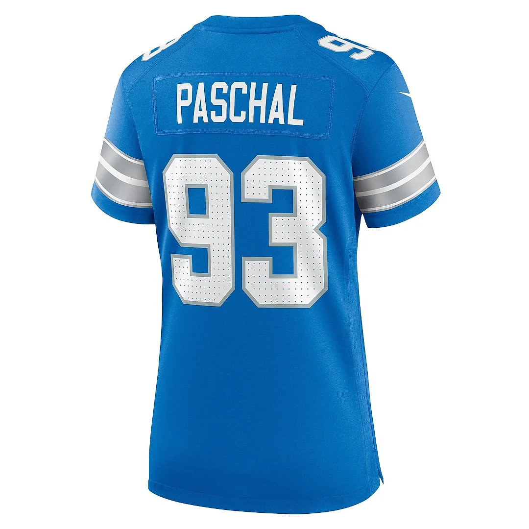Zennovawear Women's Detroit Lions Josh Paschal Blue Team Game Jersey