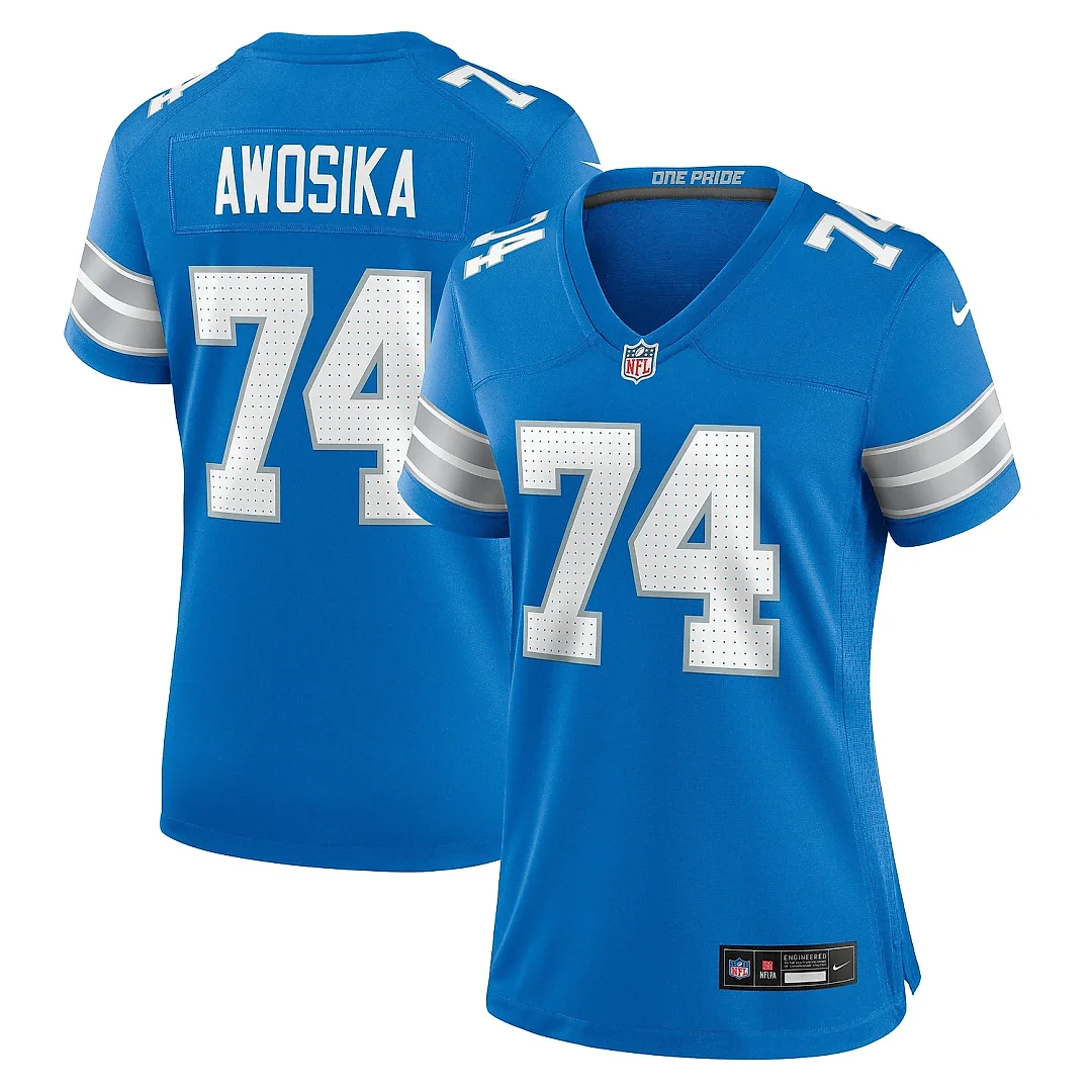 Zennovawear Women's Detroit Lions Kayode Awosika Blue Team Game Jersey