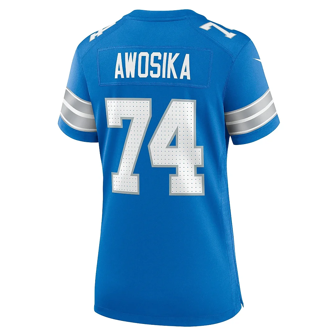 Zennovawear Women's Detroit Lions Kayode Awosika Blue Team Game Jersey