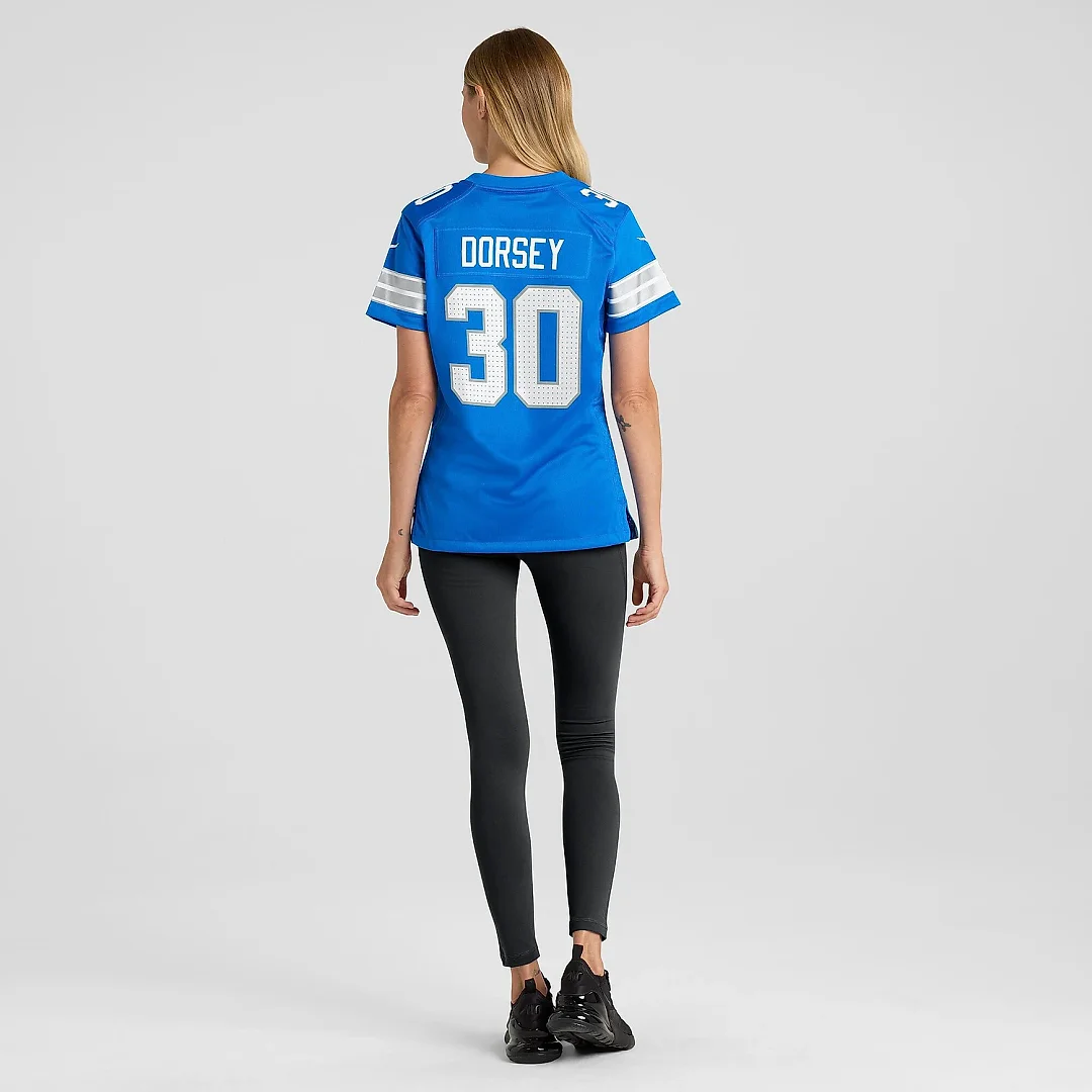 Zennovawear Women's Detroit Lions Khalil Dorsey Blue Team Game Jersey