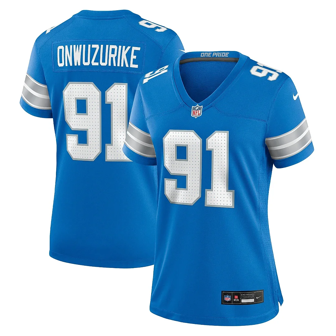 Zennovawear Women's Detroit Lions Levi Onwuzurike Blue Team Game Jersey