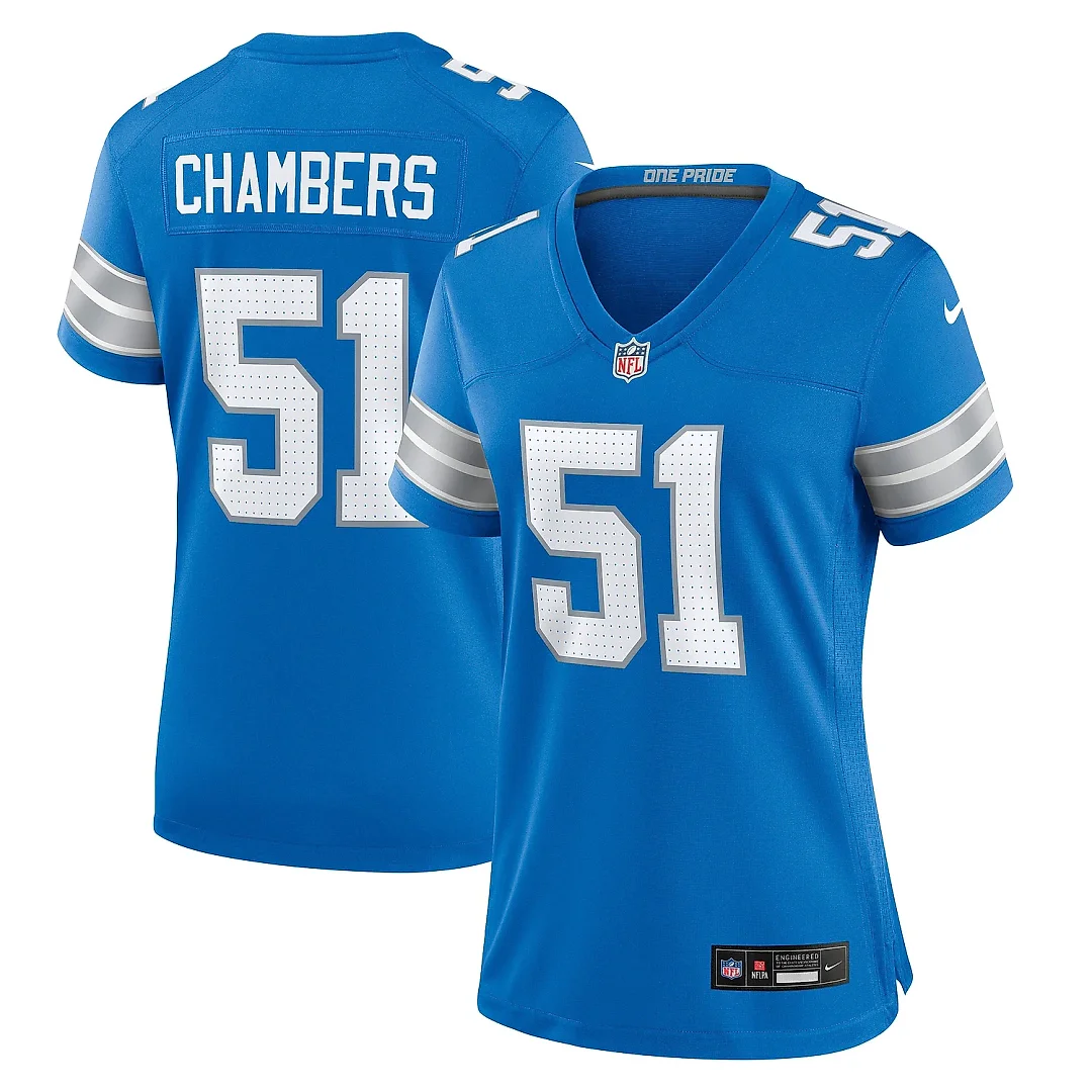 Zennovawear Women's Detroit Lions Steele Chambers Blue Game Jersey