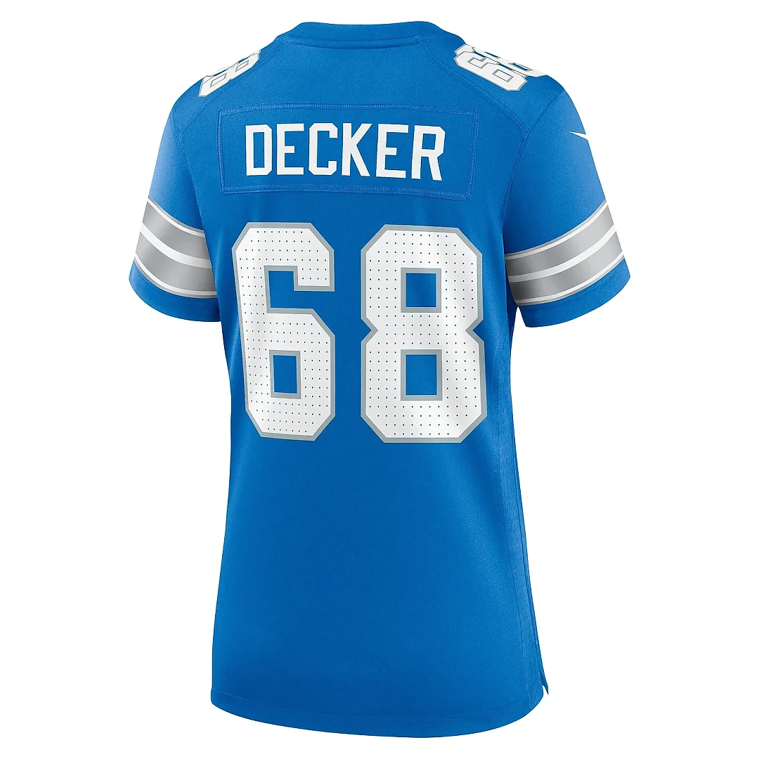 Zennovawear Women's Detroit Lions Taylor Decker Blue Team Game Jersey