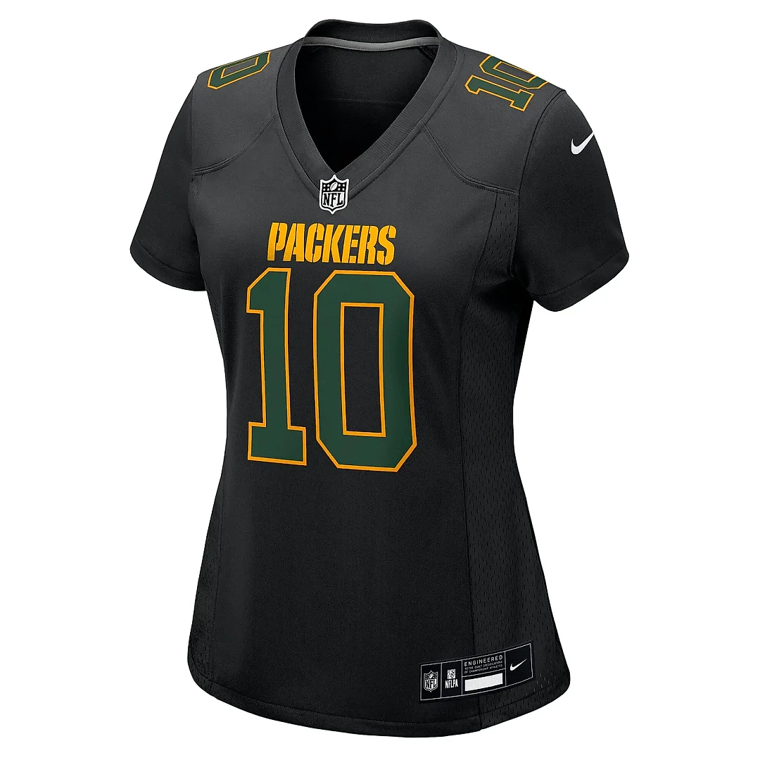 Zennovawear Women's Green Bay Packers Jordan Love Black Fashion Game Jersey