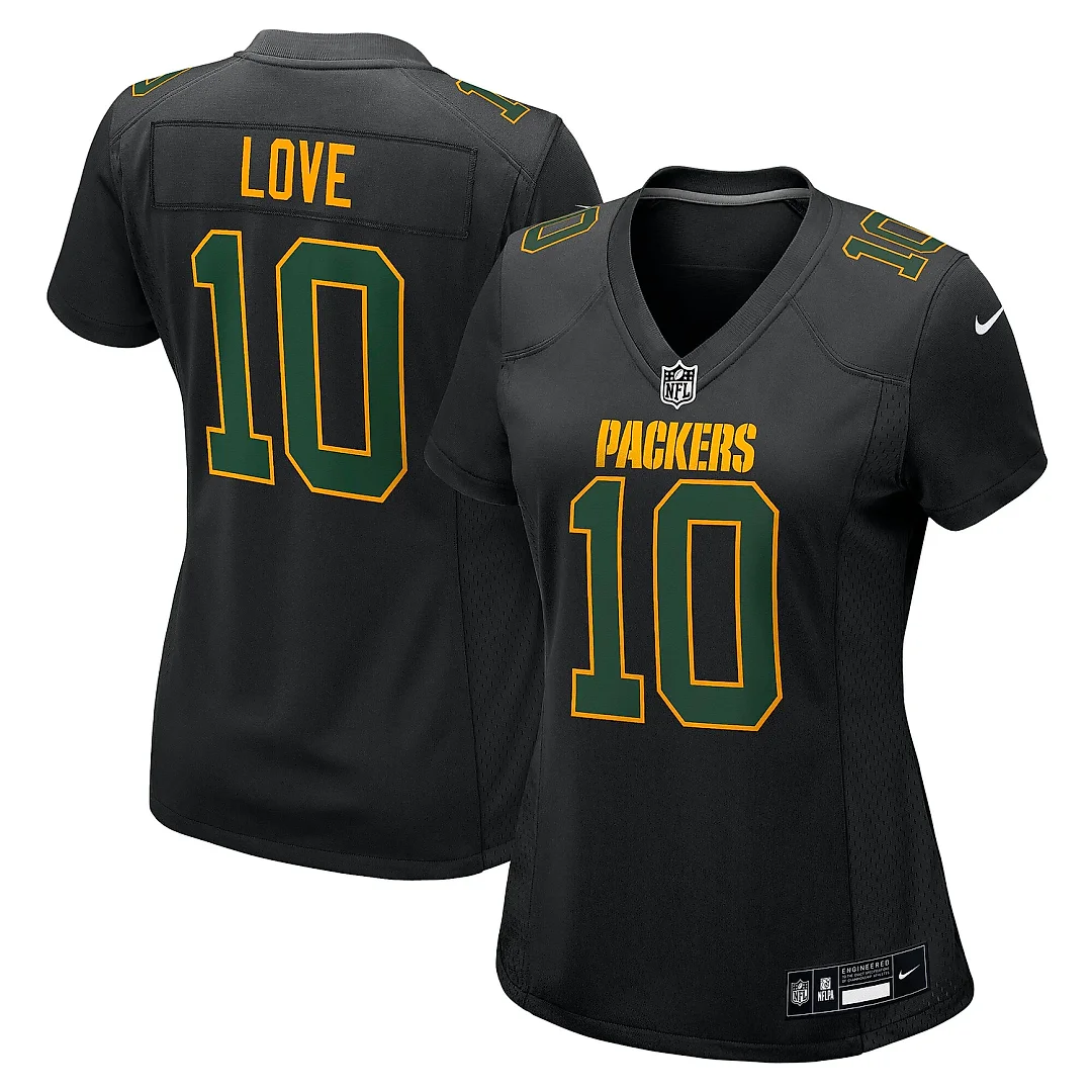 Zennovawear Women's Green Bay Packers Love Black Fashion Game Jersey