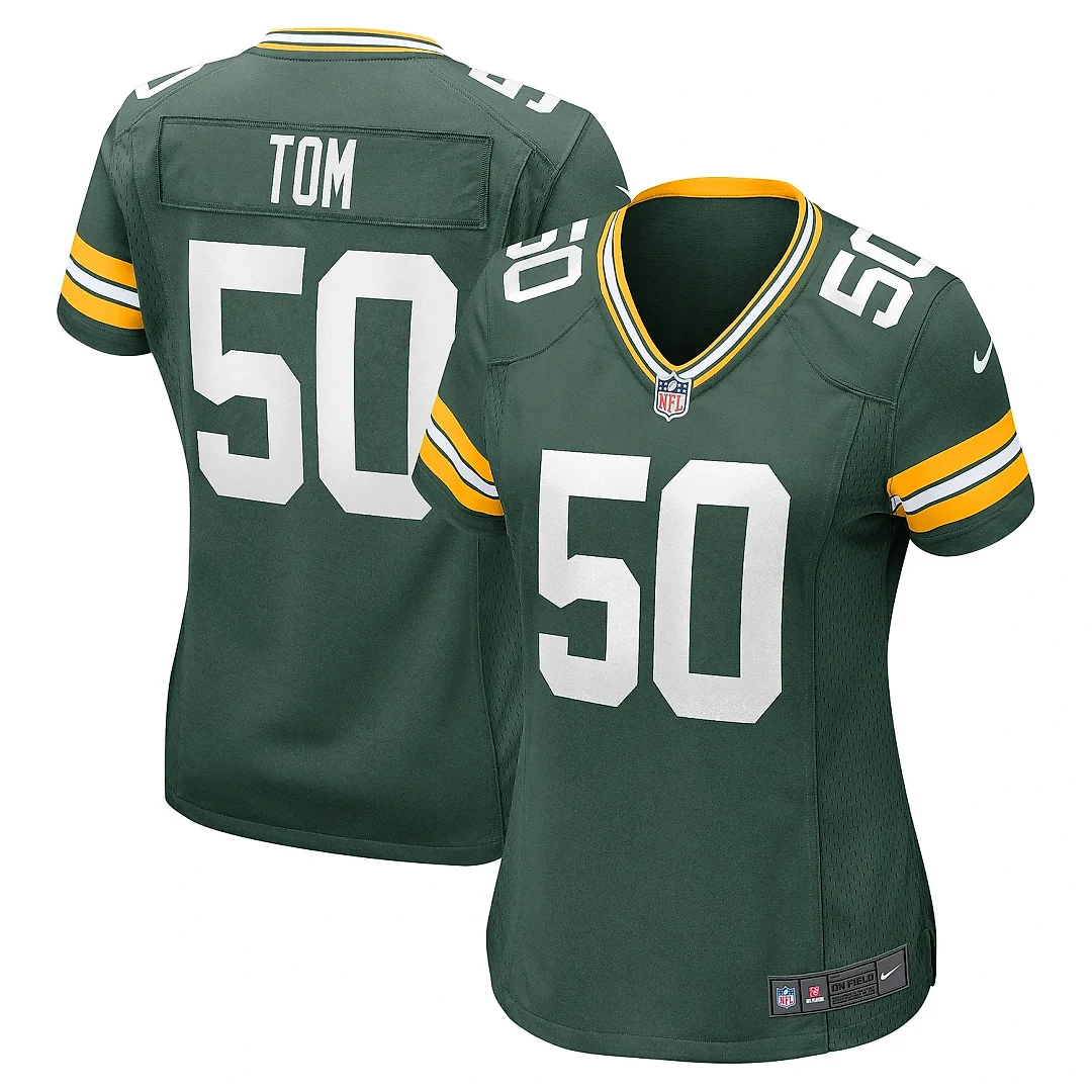 Zennovawear Women's Green Bay Packers Zach Tom Green Player Game Jersey