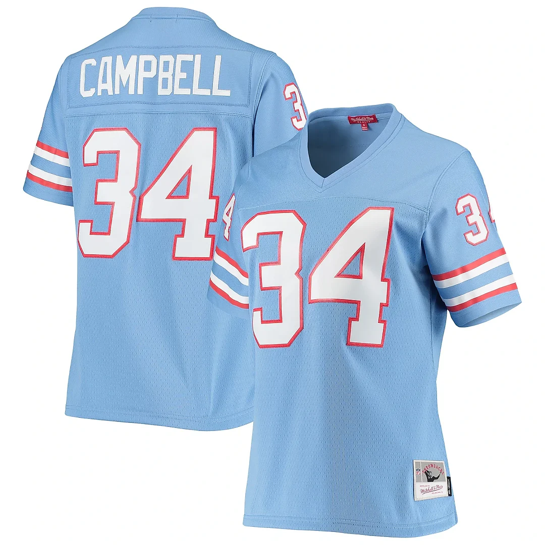 Zennovawear Women's Houston Oilers Earl Campbell Mitchell & Ness Light Blue 1980 Legacy Jersey