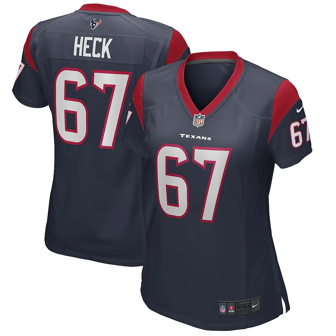 Zennovawear Women's Houston Texans Charlie Heck Navy Game Jersey