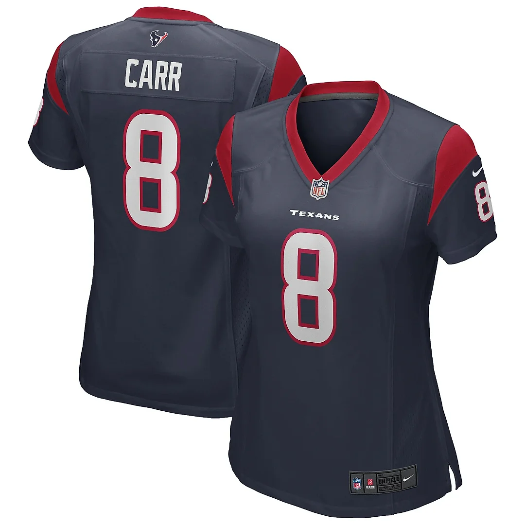 Zennovawear Women's Houston Texans David Carr Navy Game Retired Player Jersey
