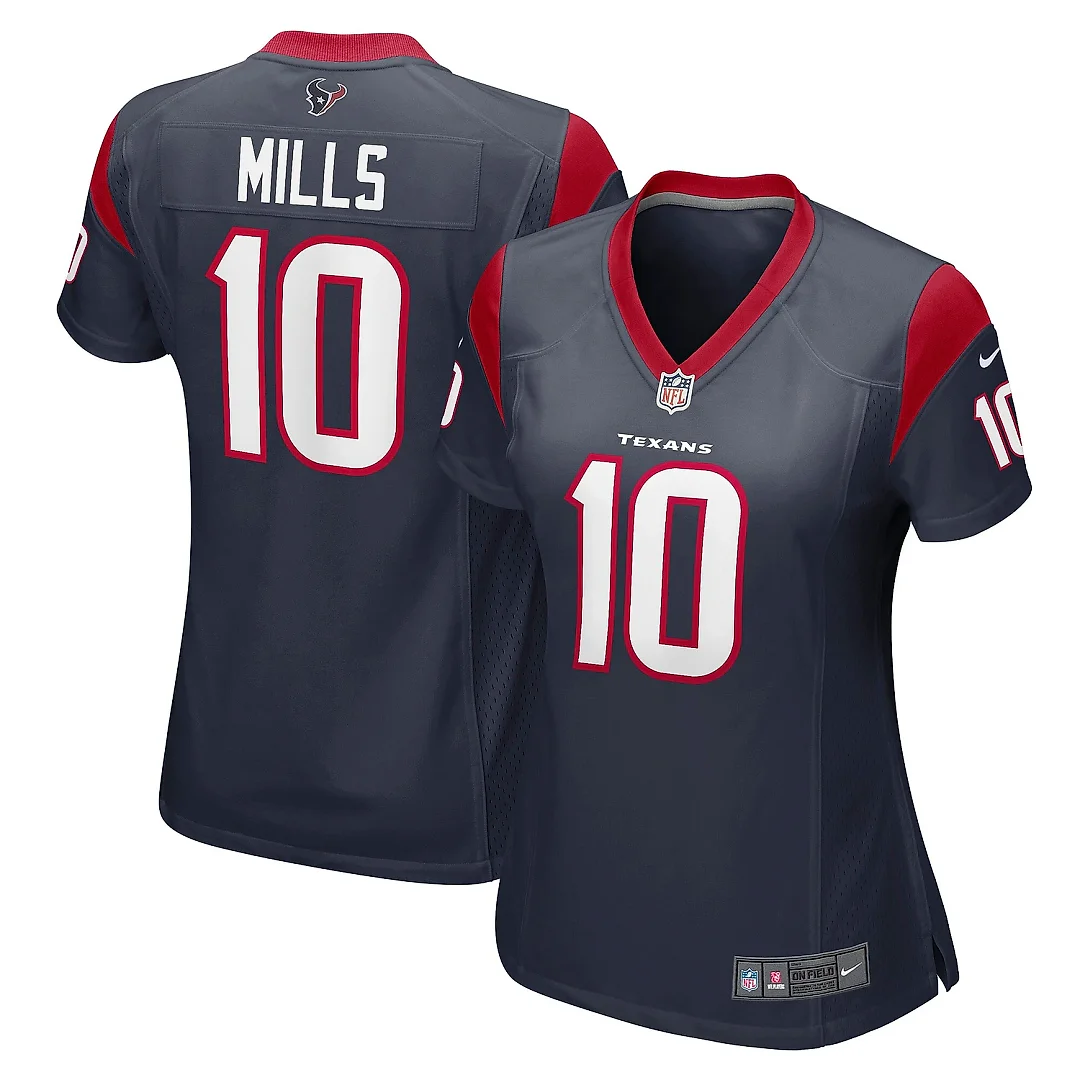 Zennovawear Women's Houston Texans Davis Mills Navy Game Jersey