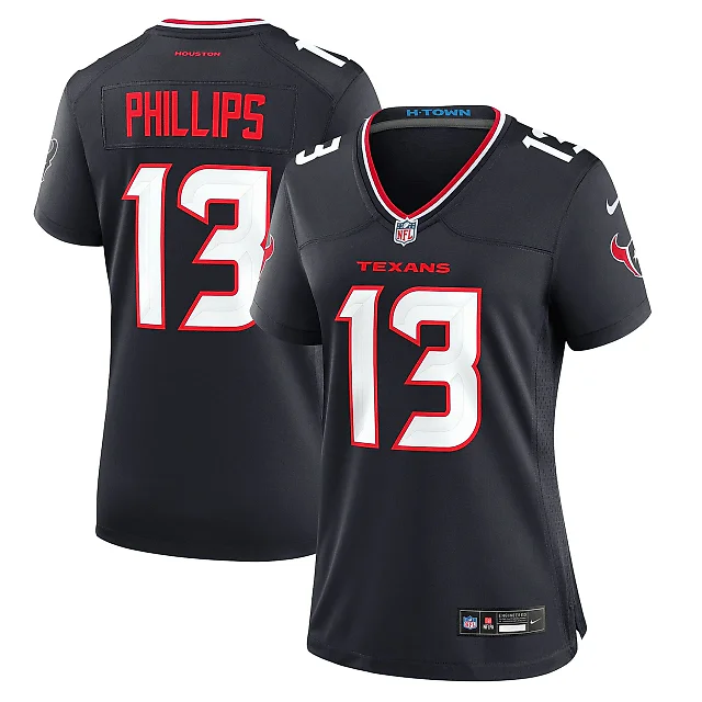 Zennovawear Women's Houston Texans DelShawn Phillips Navy Team Game Jersey