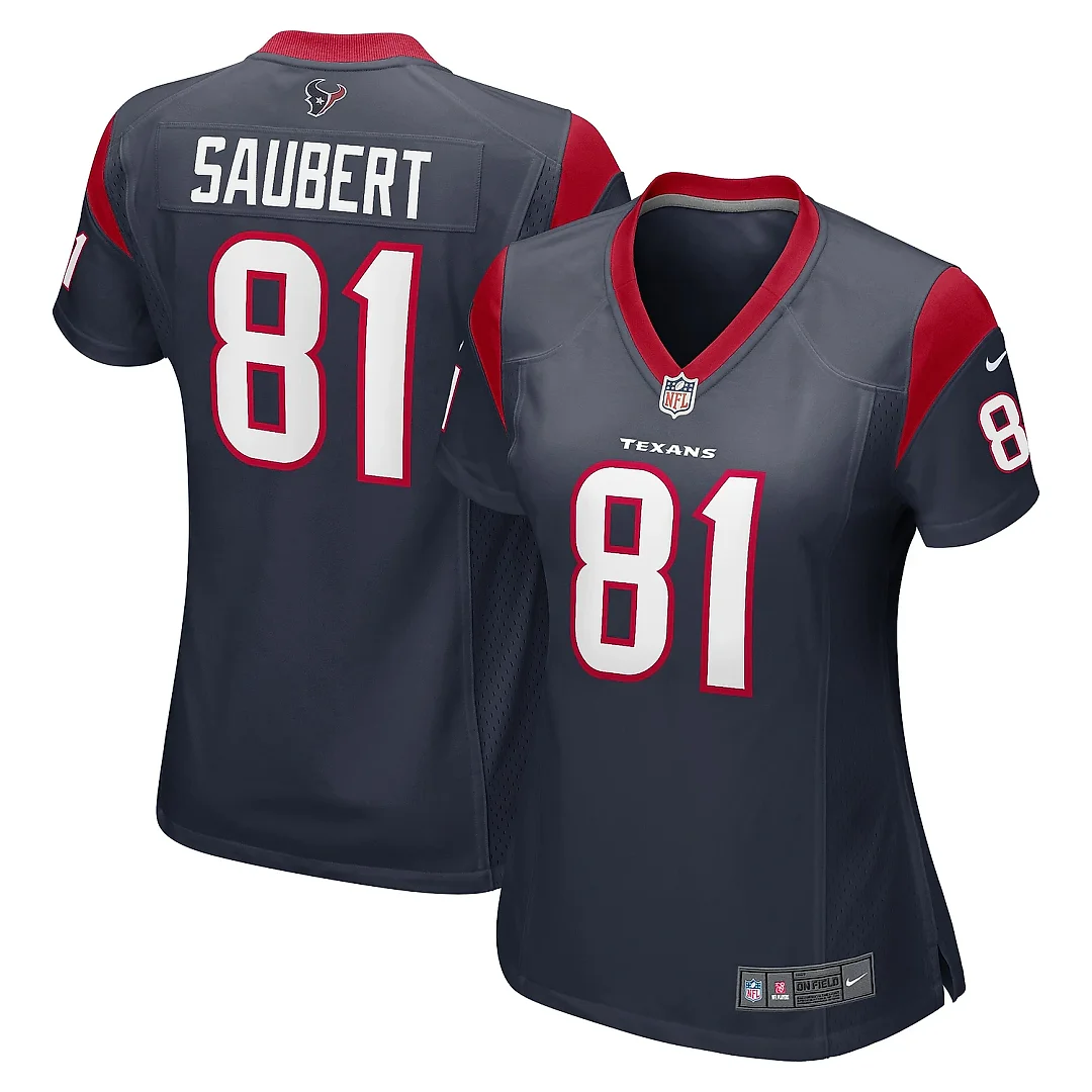 Zennovawear Women's Houston Texans Eric Saubert Navy Game Jersey