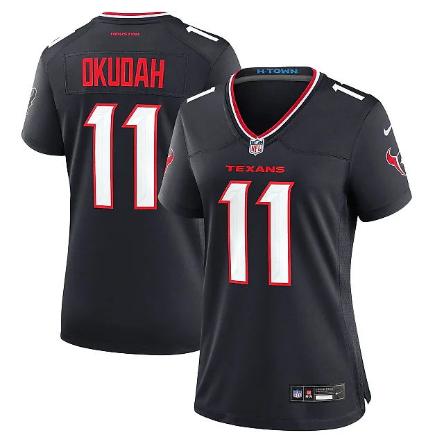 Zennovawear Women's Houston Texans Jeff Okudah Navy Team Game Jersey
